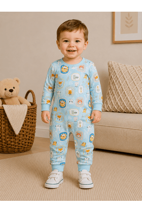 Macacão Infantil Bebê Térmico Longo - Azul Bebê - Ame Kids