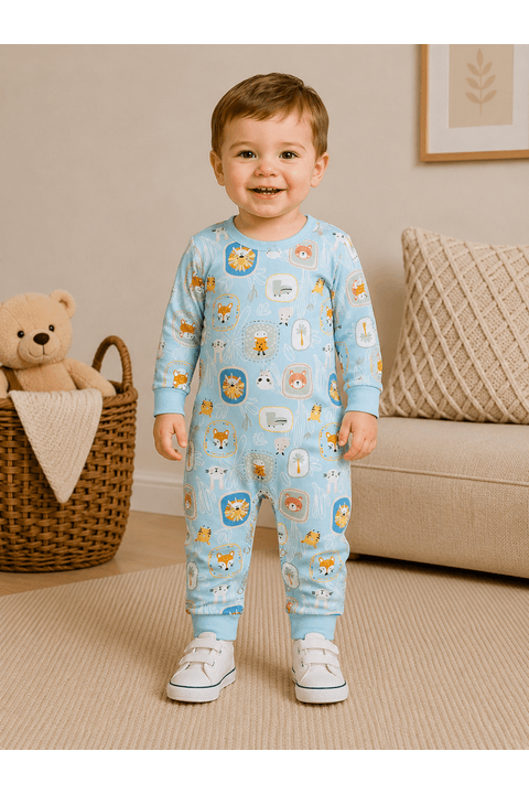 Macacão Infantil Bebê Térmico Longo - Azul Bebê - Ame Kids
