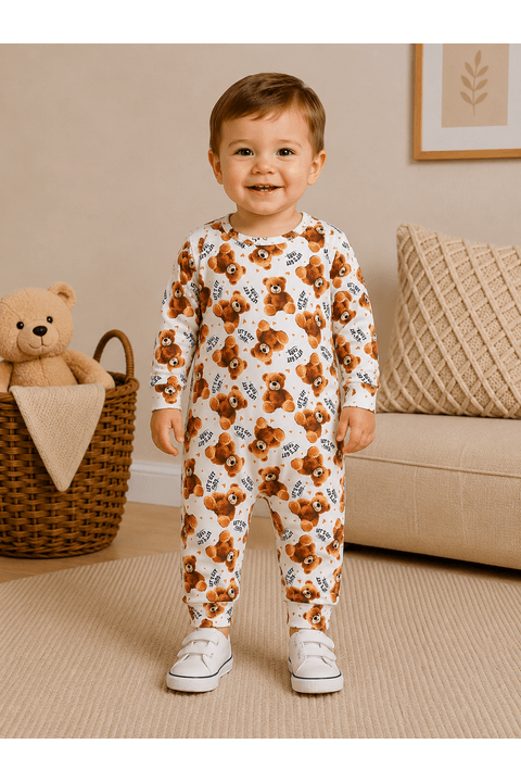 Macacão Infantil Bebê Térmico Canelado Longo - Avelã - Ame Kids
