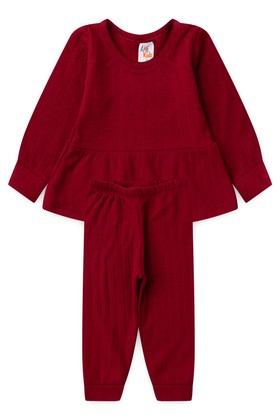 Conjunto Bebe Infantil Bata e Calça Canelado Dubai - Bordô - Ame Kids