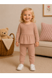 Conjunto Bebe Infantil Bata e Calça Canelado Dubai - Castanho - Ame Kids