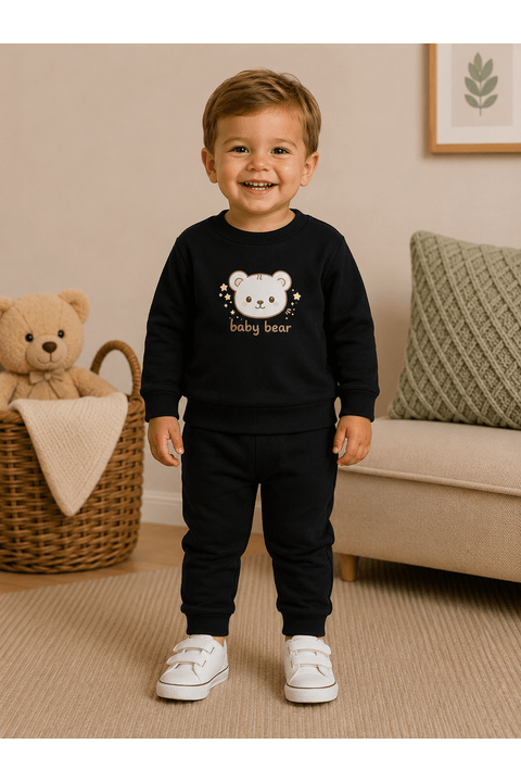Conjunto Blusa Manga Longa e Calça de Moleton com Aplique Dtf - Preto - Ame Kids