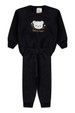 Conjunto Blusa Manga Longa e Calça de Moleton com Aplique Dtf - Preto - Ame Kids