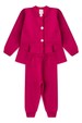 Conjunto Blusa Manga Longa e Calça de Moleton com Pregas e Botões - Pink - Ame Kids