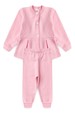 Conjunto Blusa Manga Longa e Calça de Moleton com Pregas e Botões - Rosa - Ame Kids