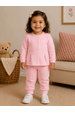 Conjunto Blusa Manga Longa e Calça de Moleton com Pregas e Botões - Rosa - Ame Kids