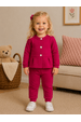 Conjunto Blusa Manga Longa e Calça de Moleton com Pregas e Botões - Pink - Ame Kids