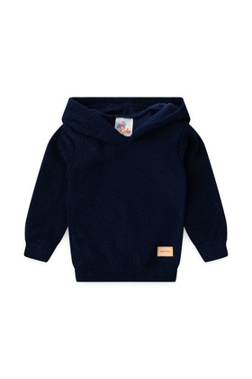 Conjunto Blusa e Calça Bouclé  com Aplique e Capuz - Azul Marinho - Ame Kids