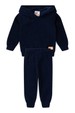 Conjunto Blusa e Calça Bouclé  com Aplique e Capuz - Azul Marinho - Ame Kids