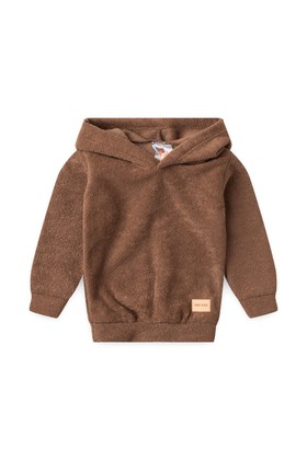 Conjunto Blusa e Calça Bouclé  com Aplique e Capuz - Caramelo - Ame Kids