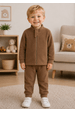 Conjunto Infantil Bebê Casaco com Zíper e Calça Bouclé - Marrom - Ame Kids