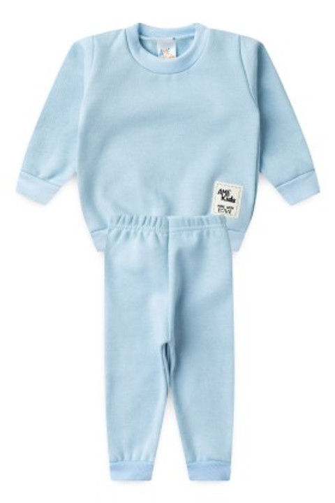 Conjunto Infantil Bebê Blusa Manga Longa e Calça Moletom - Azul Bebe - Ame Kids