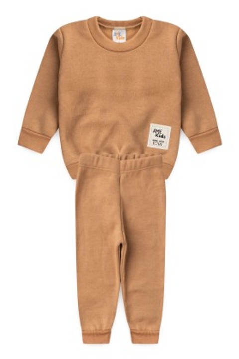 Conjunto Infantil Bebê Blusa Manga Longa e Calça Moletom - Avelã - Ame Kids