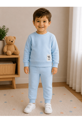 Conjunto Infantil Bebê Blusa Manga Longa e Calça Moletom - Azul Bebe - Ame Kids