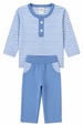 Conjunto Infantil Bebê Meia Estação Blusa Listrada e Calça Menino - Azul Bebe  - Ame Kids