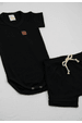 Conjunto Body Canelado Curto Menino - Preto - Ame Kids