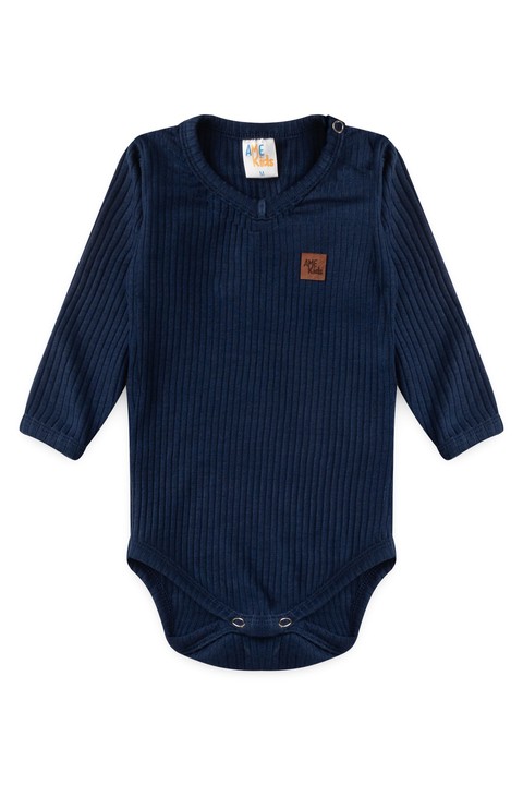 Conjunto Body Canelado Menino - Azul Marinho - Ame Kids