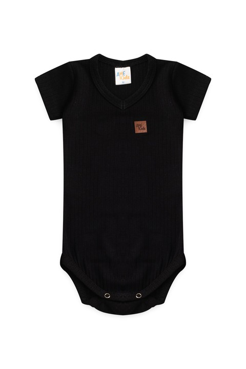Conjunto Body Canelado Curto Menino - Preto - Ame Kids