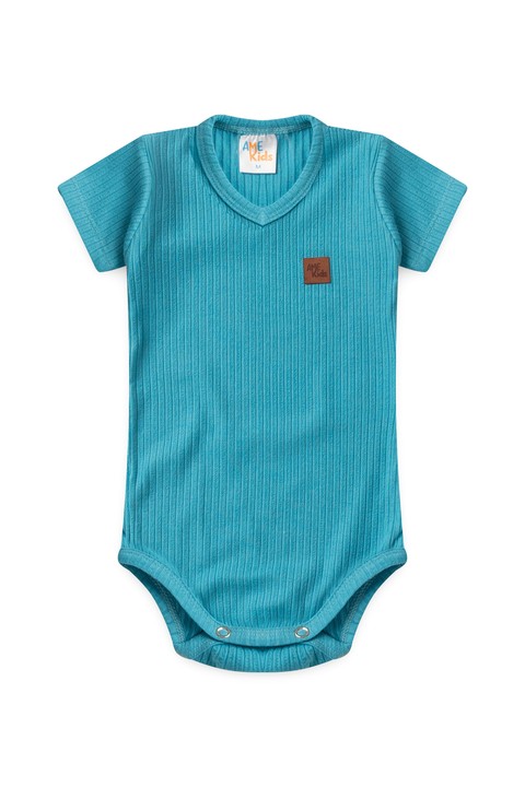 Conjunto Body Canelado Curto Menino - Ciano - Ame Kids