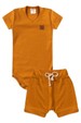 Conjunto Body Canelado Curto Menino - Girassol - Ame Kids