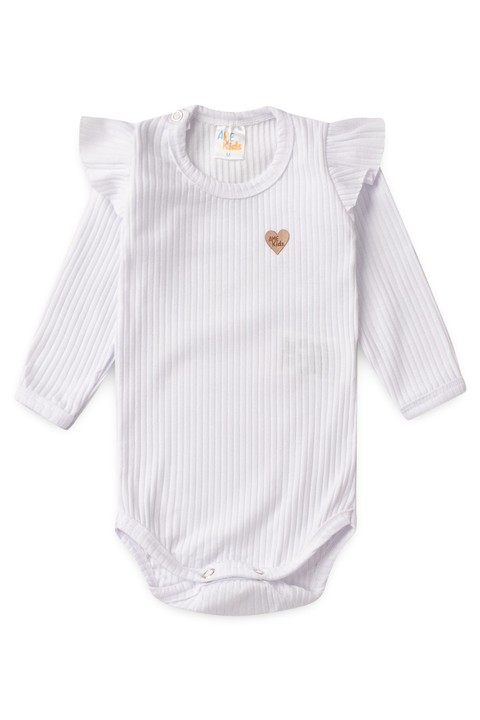 Conjunto Body Canelado Menina - Branco - Ame Kids