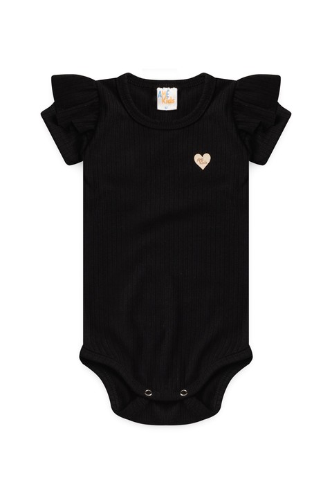Conjunto Body Canelado Curto Menina - Preto - Ame Kids