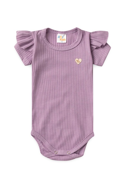 Conjunto Body Canelado Curto Menina - Lilás - Ame Kids