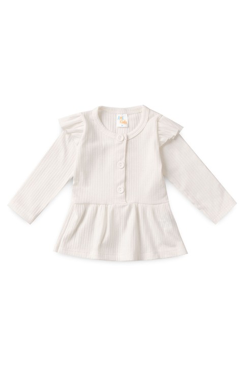 Conjunto Bata e Calça Canelado Bebê - Off-White - Ame Kids