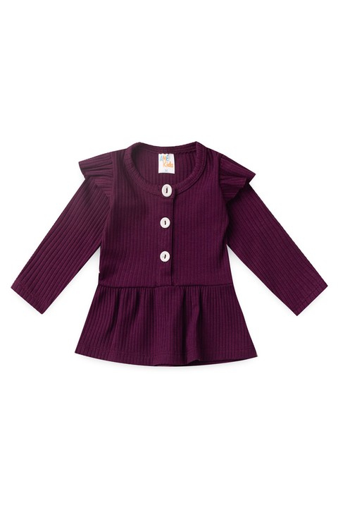 Conjunto Bata e Calça Canelado Bebê - Beringela - Ame Kids