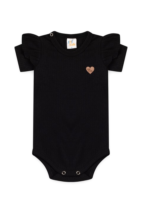 Conjunto Body Canelado - Preto / Pied de Poule - Ame Kids