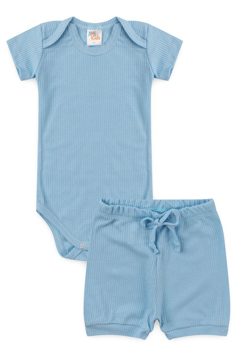 Conjunto Canelado Light Curto - Azul Bebê - Ame Kids