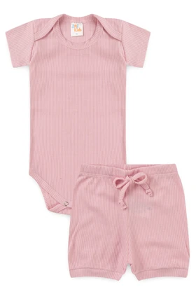 Conjunto Canelado Light Curto - Rosa Bebê - Ame Kids