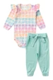 Conjunto Body Canelado Menina - Xadrez Tie Dye - Ame Kids