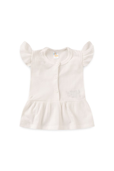 Conjunto Bata Shorts Verão Canelado Bebê - Off-White - Ame Kids