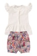 Conjunto Bata Shorts Verão Canelado Bebê - Off-White - Ame Kids