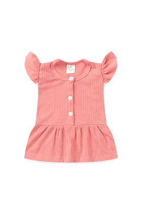 Conjunto Bata Shorts Verão Canelado Bebê - Pêssego - Ame Kids