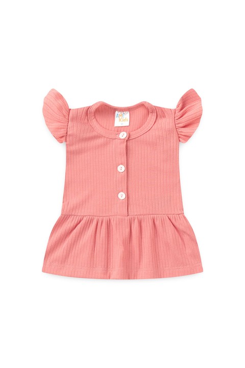 Conjunto Bata Shorts Verão Canelado Bebê - Pêssego - Ame Kids