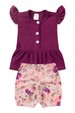 Conjunto Bata Shorts Verão Canelado Bebê - Beringela - Ame Kids