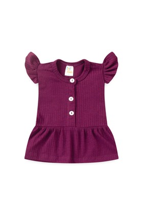 Conjunto Bata Shorts Verão Canelado Bebê - Beringela - Ame Kids