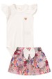 Conjunto Canelado Body e Saia Bebê - Off-White - Ame Kids
