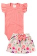 Conjunto Canelado Body e Saia Bebê - Pêssego - Ame Kids