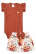 Conjunto Canelado Body e Saia Bebê - Terra - Ame Kids
