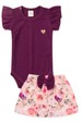 Conjunto Canelado Body e Saia Bebê - Beringela - Ame Kids