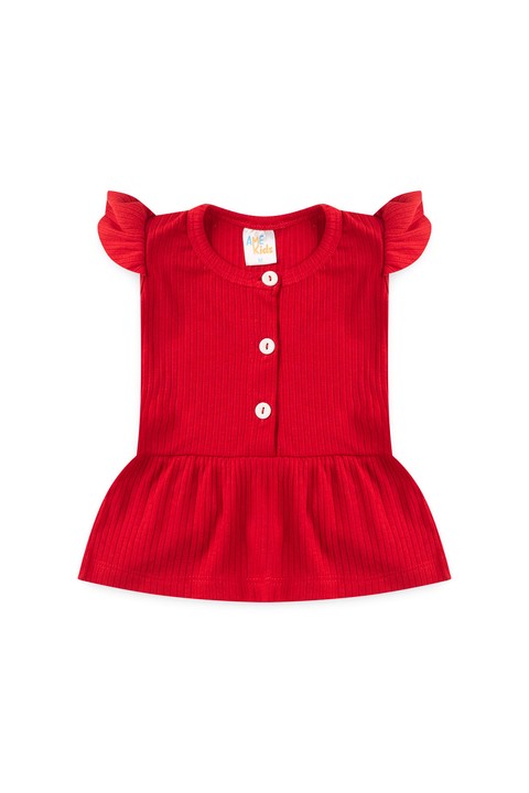 Conjunto Bata Shorts Natal Canelado Bebê - Vermelho - Ame Kids