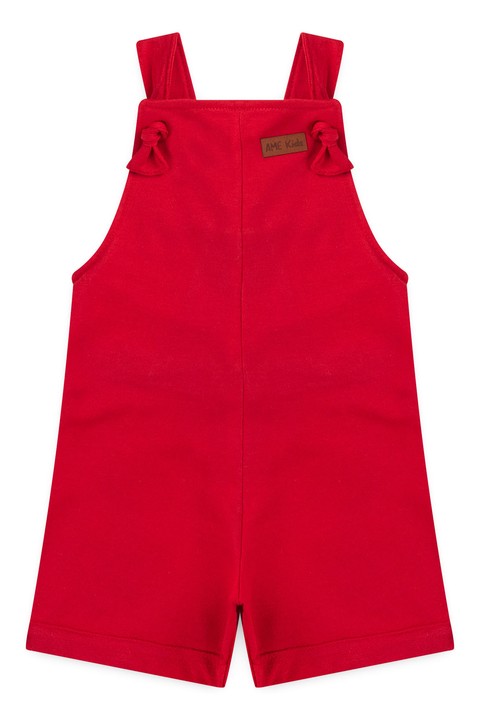 Jardineira Curta Moletinho - Vermelho - Ame Kids