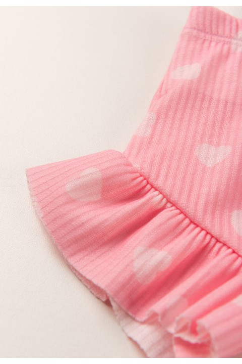 Conjunto Body Alcinha Canelado Curto Menina - Rosa Bebê - Ame Kids