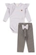 Conjunto Infantil Bebê Body Manga Longa e Calça Pied de Poule - Branco - Ame Kids