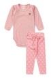 Conjunto Body e Calça Canelado - Xadrez Rosa - Ame Kids
