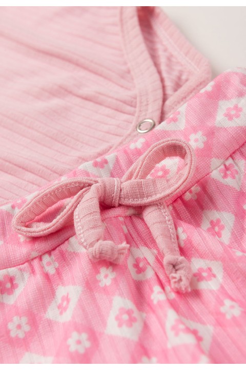 Conjunto Body e Calça Canelado - Xadrez Rosa - Ame Kids