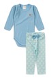 Conjunto Body e Calça Canelado - Xadrez Azul - Ame Kids